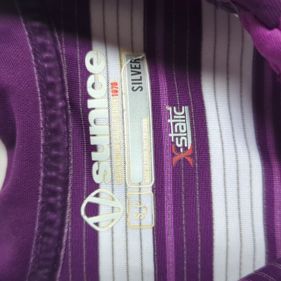 Golf style polo, purple and white stripes - Picture 2 of 9